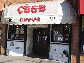 CBGB club facade, Bowery St, New York City. Ph...