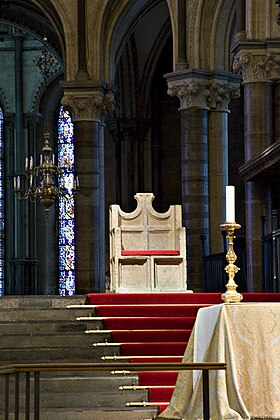 The archiepiscopal throne in Canterbury Cathedral Canterburycathedralthrone.jpg