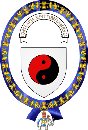 English: Coat of arms of Niels Bohr with motto...