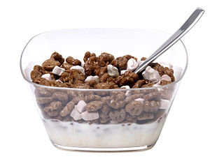 English: A bowl of Count Chocula cereal, shown...