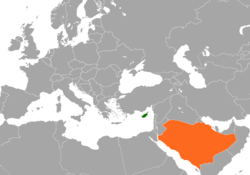 Карта с указанием местоположения Кипра и Саудовской Аравии