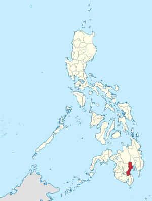 Bản đồ của Philippines với Davao del Sur được bôi đỏ