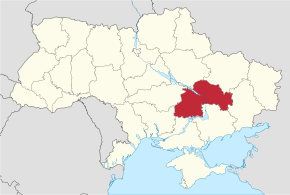 Kart over Dnipropetrovsk oblast