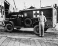 Ambulance at entrance to Pier 5, waiting for debarkation of wounded American soldiers from Tunisia.