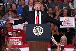 Donald Trump at a Make America Great Again rally in Arizona, 2018 Donald Trump (45444992061).jpg