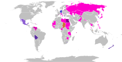 Countries using a mixed electoral system (lower house or unicameral legislature):
Non-compensatory
Parallel voting (superposition): list-PR + FPTP
Parallel voting: list-PR + PBV
Parallel voting: list-PR + TRS
Conditional: list-PR or PBV (above 50%)
Majority bonus system (fusion): list-PR + PBV

Compensatory
Partially compensatory: list-PR + FPTP
Additional member system: list-PR + FPTP
Mixed-member proportional: list-PR + FPTP
Majority jackpot (fusion): list-PR + PBV Electoral systems map mixed.svg