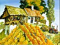 Gouache von Annelott und Hansjörg Swetina: Weinlese im Sausal