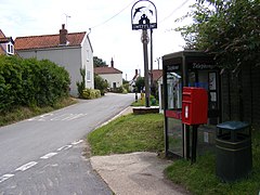 Glemham Road,Sweffling Village Sign Telephone Box and Main St. Postbox - geograph.org.uk - 1429422.jpg