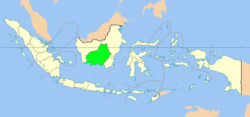 Kaart van de Provincie Midden-Kalimantan in Indonesië