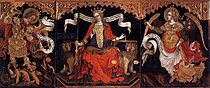 雅可貝洛·德爾·菲奧萊（英语：Jacobello del Fiore）的《在大天使米加勒及加百列間的正義女神（義大利語：Giustizia tra gli arcangeli Michele e Gabriele）》，中央畫板208 × 194cm，左側畫板208 × 133cm，右側畫板208 × 163cm，約作於1421年，1884年始藏[5]