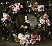 Pieter Gyselsと共作、花環図と女性の肖像画