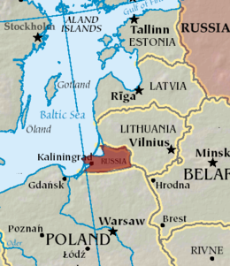 Ligging van Kaliningrad in Oost-Europa