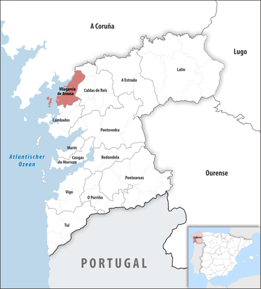 Die Lage des Gerichtsbezirk Vilagarcía de Arousa in der Provinz Pontevedra