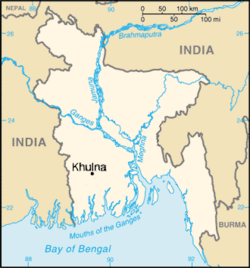 Location of Khulna in Bangladesh