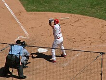 Walker at bat during his first game with St. Louis in 2004 Larry Walker (51004151168).jpg