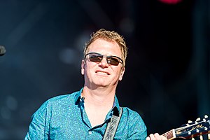 King performing with Level 42 in 2018