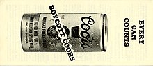 An image of a pamphlet used by the Local 366 Union during the Coors Boycott