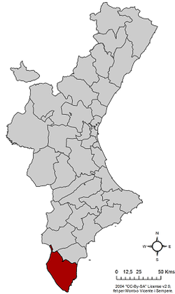 Localització del Baix Segura respekte del País Valencià.png