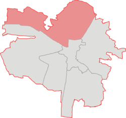 Map of Lviv and its districts with Shevchenkivskyi highlighted in rose.