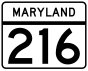Maryland Route 216 marker