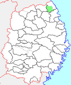 Location of Ōno in Iwate Prefecture