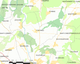 Mapa obce Fontanès