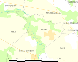 Mapa obce Izotges
