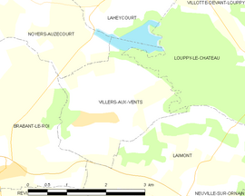 Mapa obce Villers-aux-Vents