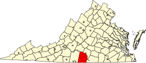 Map of Virginia highlighting Halifax County