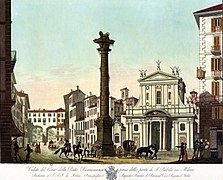 La chiesa e la piazza nel 1808