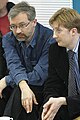 Maksim Moshkow (public figure of the Russian Internet segment, left) and Stanislav Kozlovskiy (executive director of Wikimedia Russia, right) at the meeting