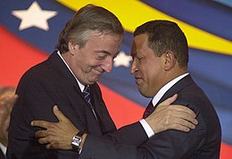 Néstor Kirchner et Hugo Chávez en juillet 2004