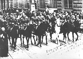 1-я ударная бригада имени братьев Радич из 10-го корпуса входит в Загреб 9 мая 1945 года