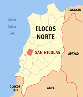 San Nicolas na Ilocos Norte Coordenadas : 18°10'30"N, 120°35'42"E