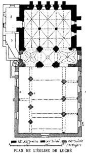 Plan en noir et blanc de l'église.