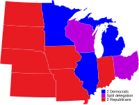 Midwestern U.S. Senators by party for the 118th Congress Political party affiliation of members of the United States Senate in the Midwest, 117th Congress.svg