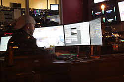 Root Sports technicians during a November 19, 2011, game between the Pittsburgh Penguins and Florida Panthers. ROOT Sports in action (6369664463).jpg