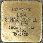 Stolperstein für Lina Schwarzschild (Sanderstraße 5)