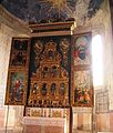 Polittico dell'altar maggiore. Secolo XVI (1531-1533). Dipinti di Oddone Pascale e statue dorate e policrome