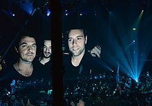 Swedish House Mafia performing at pa Grammisgalan 2013, in between their One Last Tour Swedish House Mafia pa Grammisgalan 2013.jpg