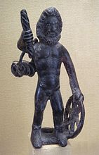 Taranis, Himmels-, Donner- und Wettergott, 14 cm hohe Bronzefigur, aufgefunden im Département Haute-Marne