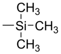 Skeletal formula of tetramethylsilane with some implicit hydrogens shown