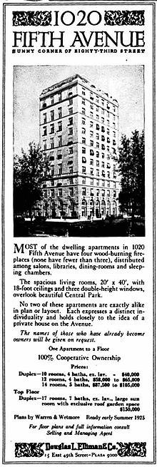 1925 Advertisement for 1020 Fifth Avenue 1020 Fifth Avenue Advertisement.jpg