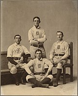 Portrét famózního bostonského týmu, Bobby Lowe, Fred Tenney, Herman Long a Jimmy Collins