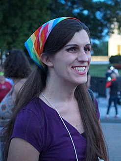 A picture cropped to focus on Danica Roem, a transgender woman running as the Democratic candidate in the 2017 election for the 13th District seat in the Virginia House of Delegates. تفصیل=