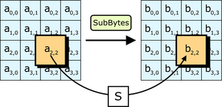Nel passaggio SubBytes, ogni byte della matrice è sostituito con i dati contenuti nella trasformazione S; bij = S(aij).