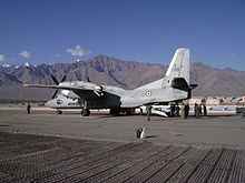 Antonov An-32B of the Indian Air Force at Leh Airbase. An32roh.JPG