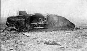 Char britannique détruit, 1917.