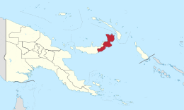 Nova Bretanha Oriental no mapa de Papua-Nova Guiné