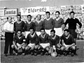 Napoli, Stadio del Vomero (1957) - Da sinistra in piedi: Beato (Massaggiatore), Comaschi, Romagnolo, Morin, Franchini, Vinicio, Bugatti; Accosciati: Pesaola, Beltrandi, Brugola, Greco, Gramaglia.